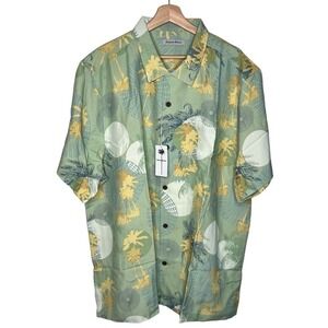 New Men’s Havana Breeze Silk Short Sleeve Printed Button Up Shirt Size XXL